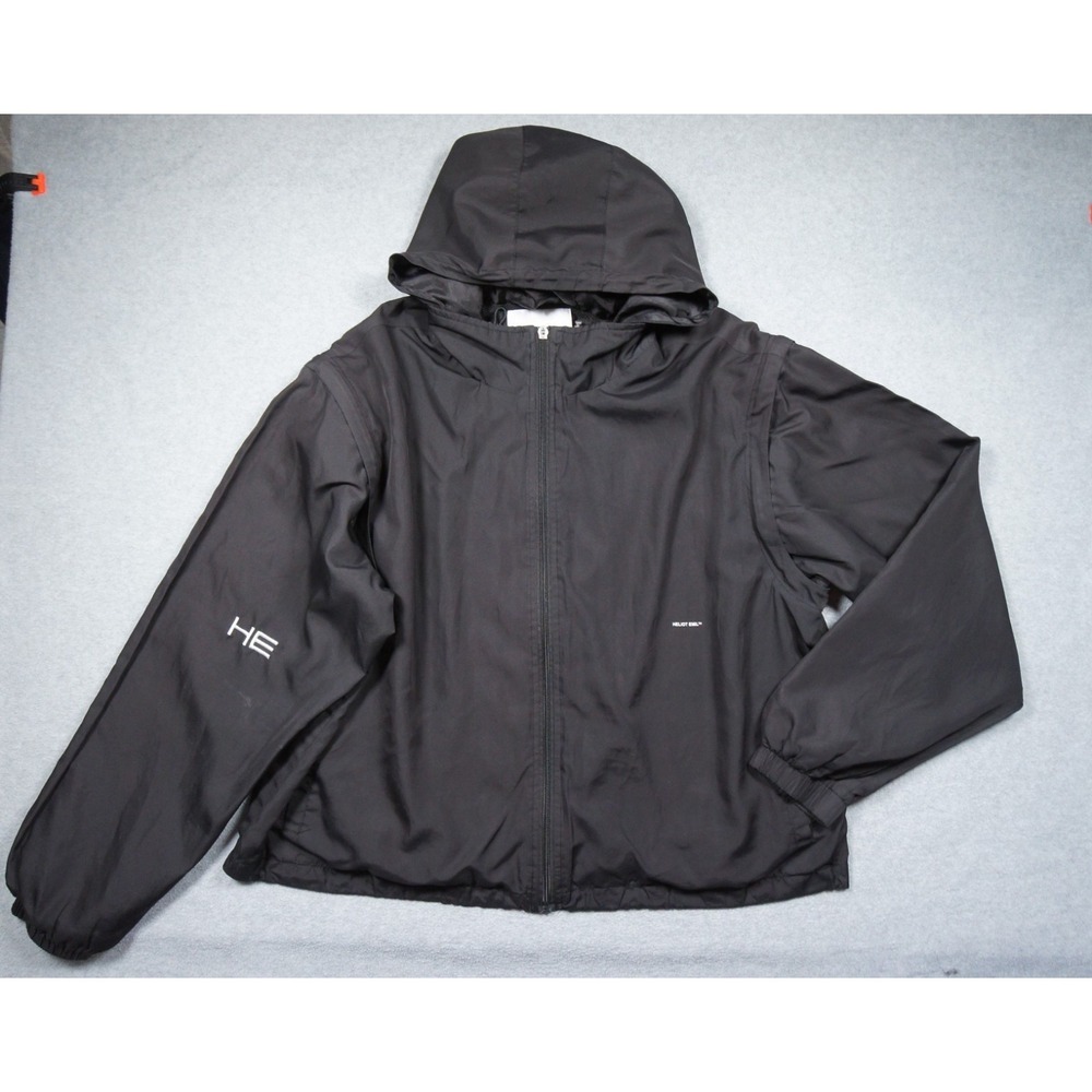 Heliot Emil Jacket Mens Large Black Windbreaker Lightweight Zip Sleeve FLAW READ